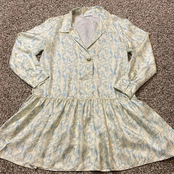 Sandro Rozie Silk Mini Shirt Dress with Long Sleeves and Collar - Picture 7 of 14